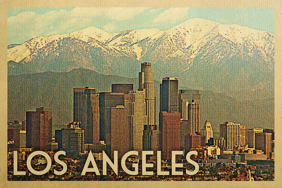 Los Angeles Travel Poster - Vintage Travel Digital Art by Flo Karp