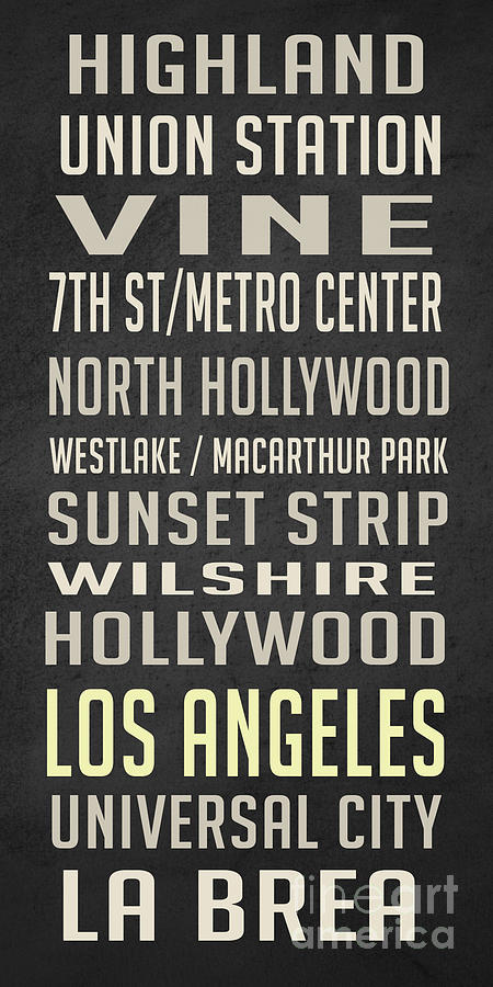 Los Angeles Digital Art - Los Angeles Vintage Places Poster by Edward Fielding