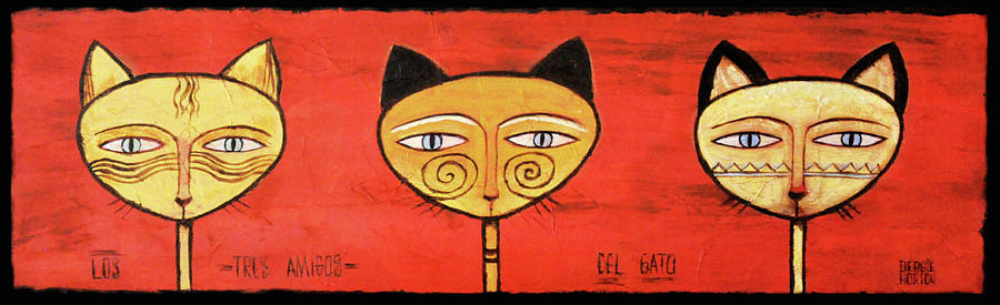 Cat Mixed Media - Los Tres Amigos by Debbie Gallerani