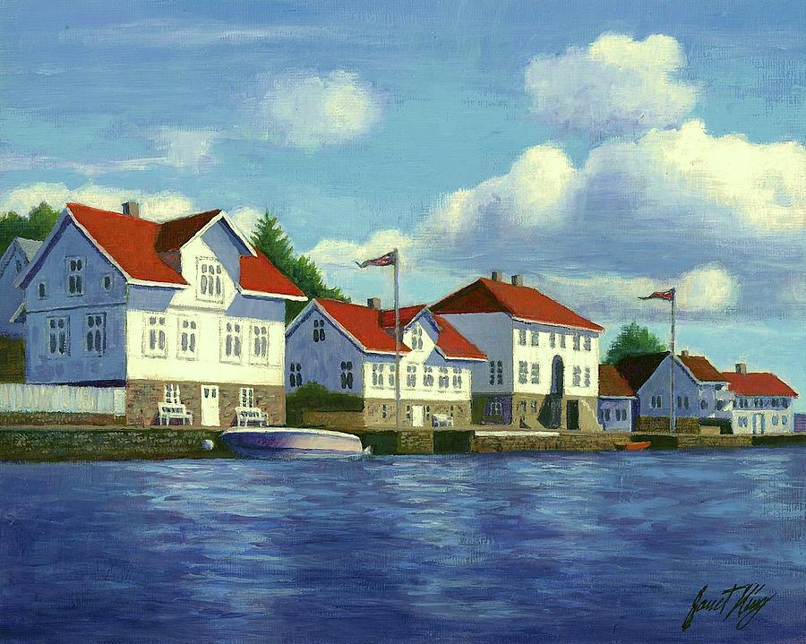 Loshavn village Norway Painting by Janet King