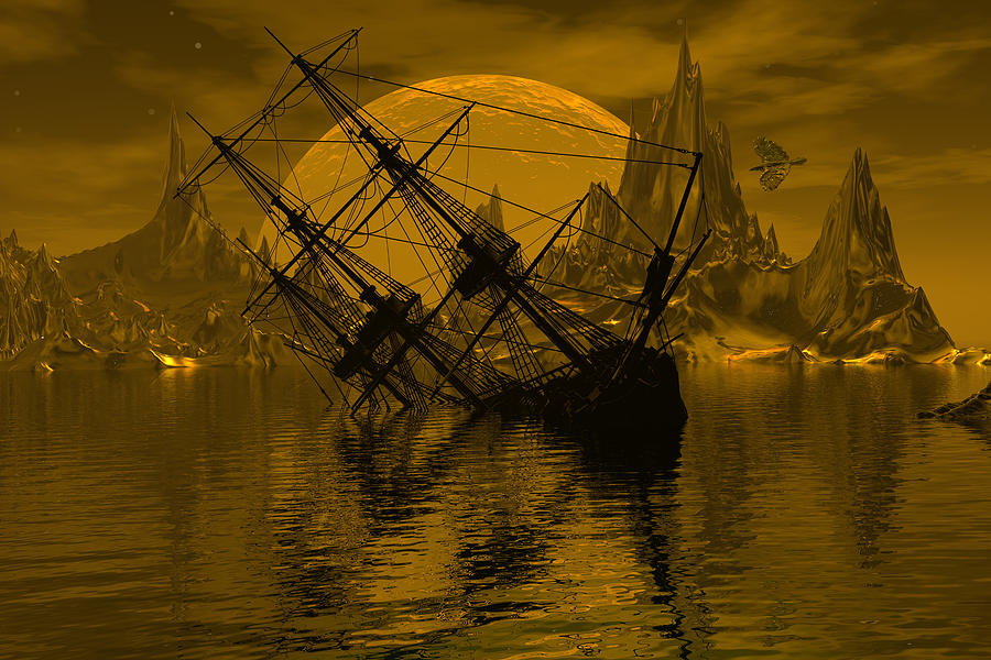 Fantasy Digital Art - Lost galleon by Claude McCoy