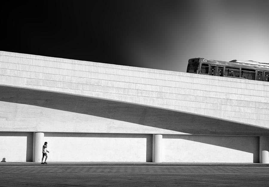 Black And White Photograph - Lost In The City by Marc Apers