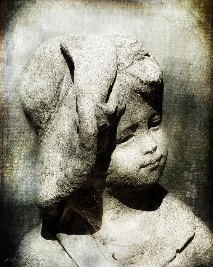Lost In Thought, Little Boy with Hat Garden Statue Photograph by Melissa Bittinger