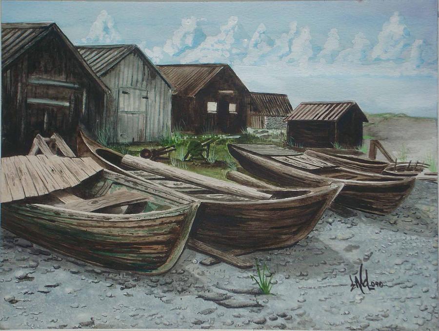 Boats Painting - Lost in Time by Jorge Luis Iniguez Boats Painting - Lost in Time by Jorge Luis Iniguez