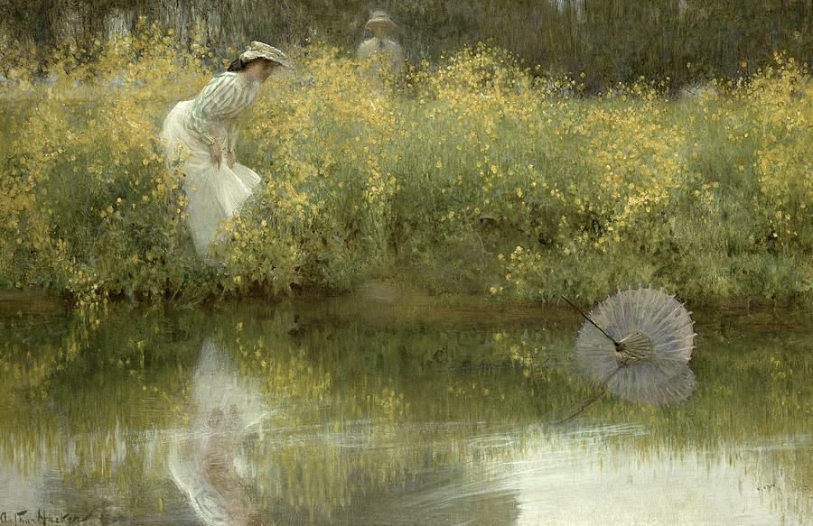 Lost Parasol Painting by Arthur Hacker