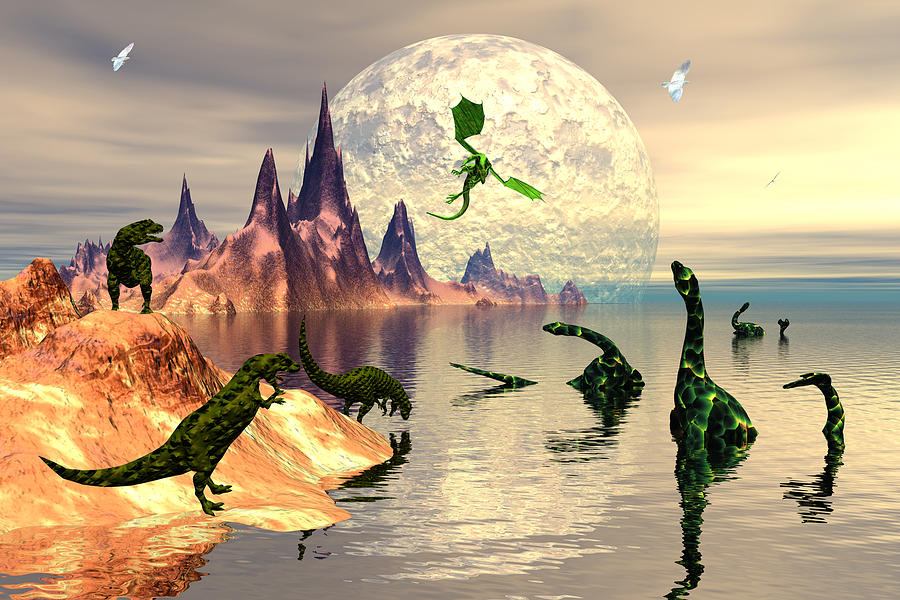 T Rex Digital Art - Lost world by Claude McCoy