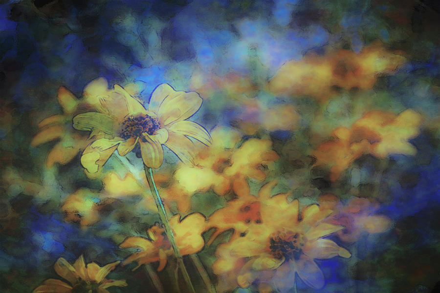 Lost Yellow Wildflowers Digital Watercolor 3682 LW_2 Photograph by Steven Ward