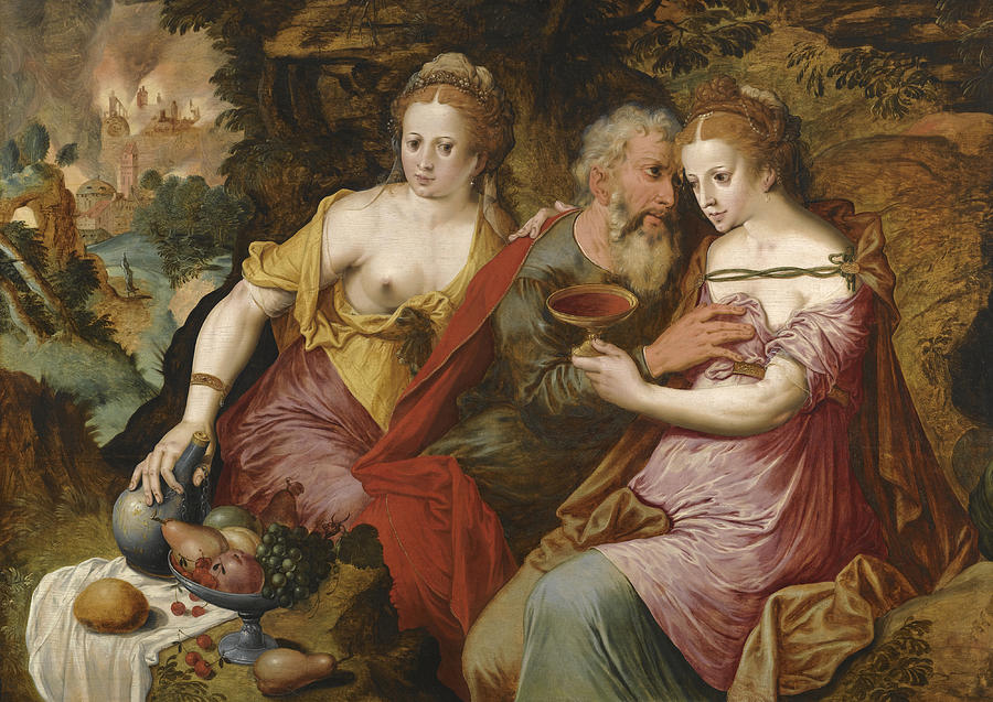 Lot and his Daughters Painting by Master of the Prodigal Son