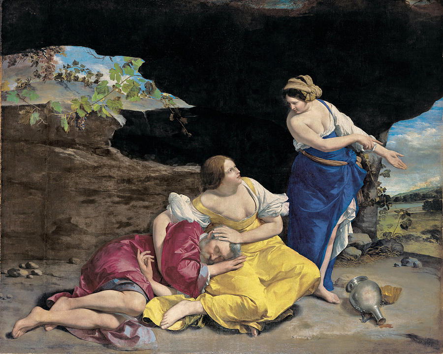 Lot and His Daughters #9 Painting by Orazio Gentileschi