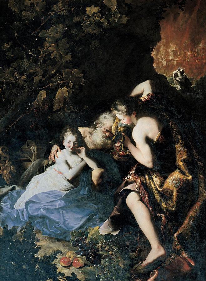 Lot Inebriated by his Daughters Painting by Bartolomeo Guidobono