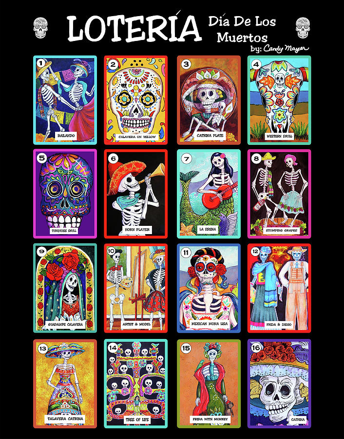 Loteria Dia de los Muertos Painting by Candy Mayer