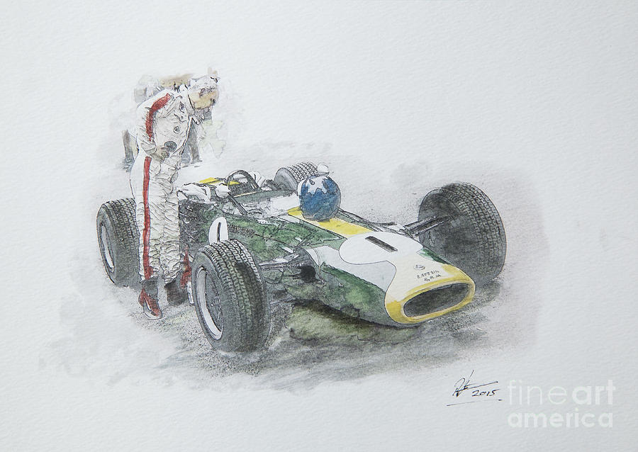 Lotus 43-BRM H16 Mixed Media by Roger Lighterness