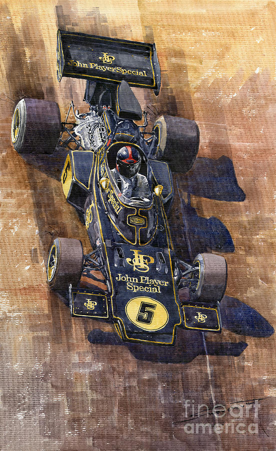 Watercolour Painting - Lotus 72 Canadian GP 1972 Emerson Fittipaldi  by Yuriy Shevchuk