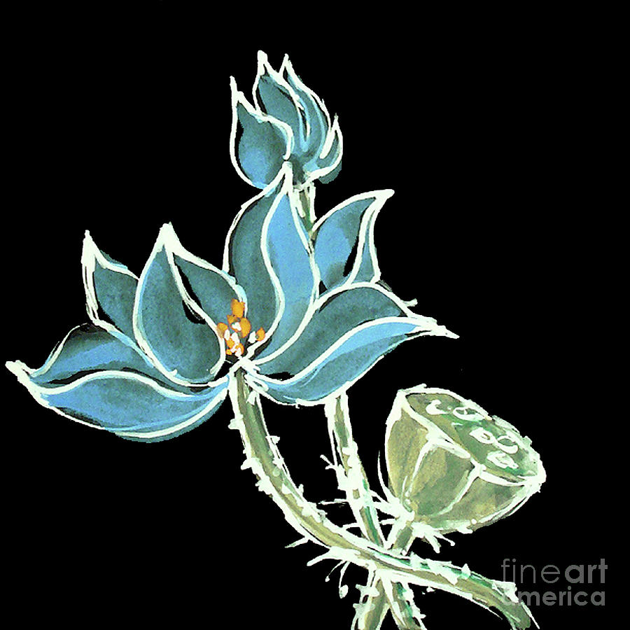 Lotus-Blue Painting by Chris Paschke