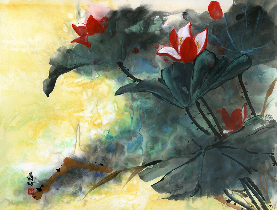 Lotus Dreams Painting by Charlene Fuhrman-Schulz