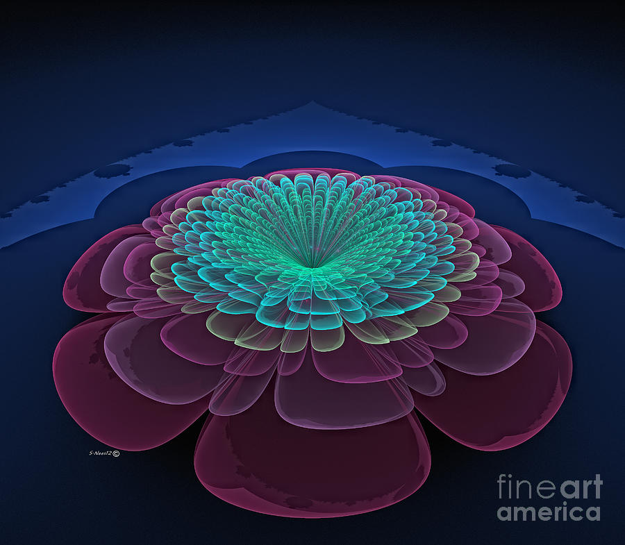 Lotus Flower Abstract Digital Art by Shari Nees
