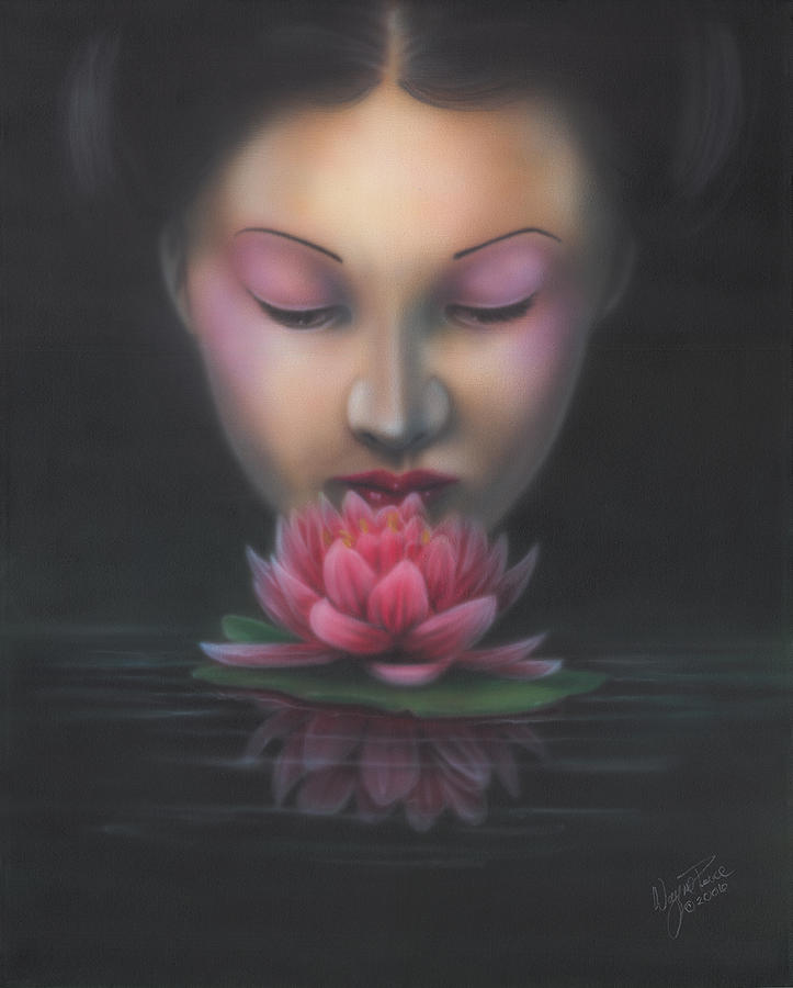 Lotus Flower Painting by Wayne Pruse