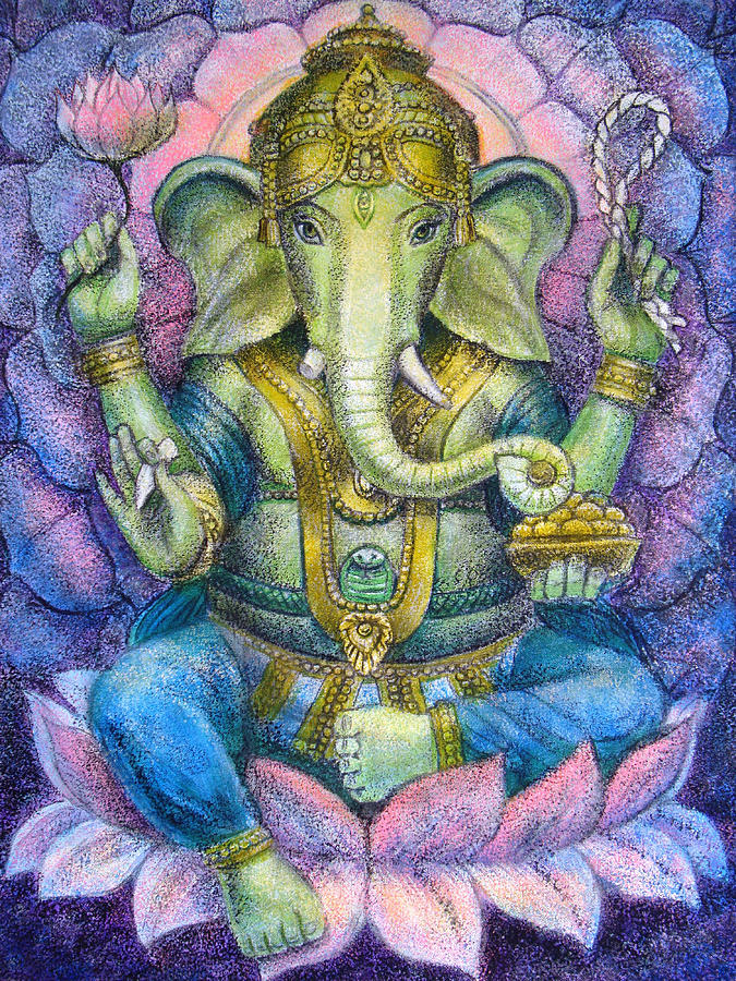 Lotus Ganesha Painting by Sue Halstenberg