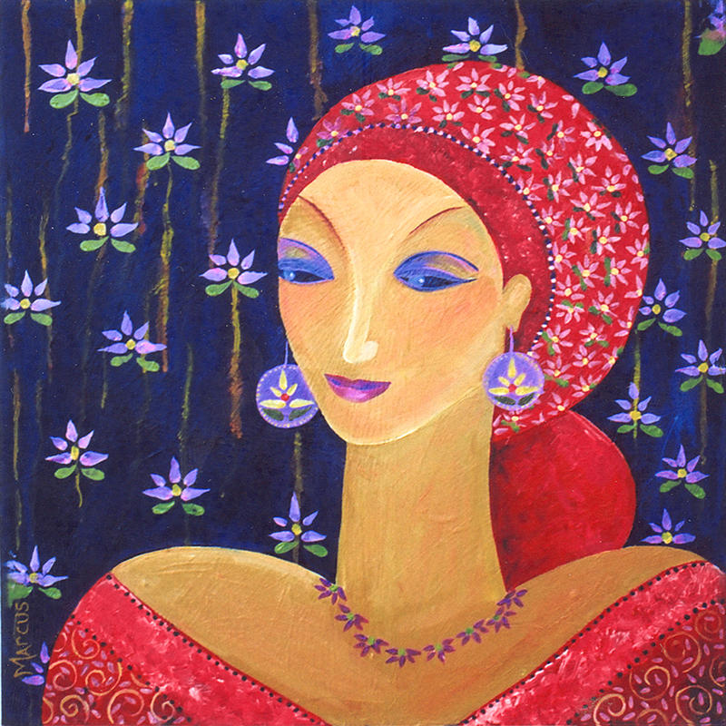 Lotus Lady 1 Painting by Leslie Marcus Lotus Lady 1 Painting by Leslie Marcus