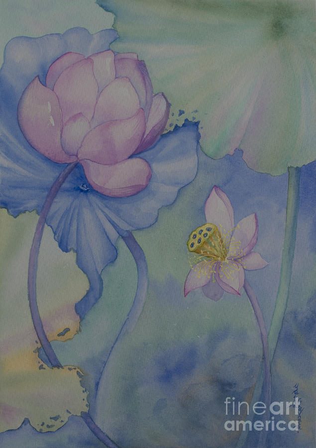 Lotus. Left side for diptych design Painting by Yuliya Glavnaya