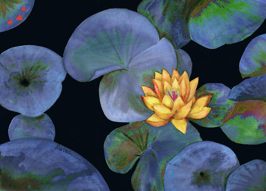 Lotus Painting - Lotus Light Lapis by Leslie Marcus Lotus Painting - Lotus Light Lapis by Leslie Marcus