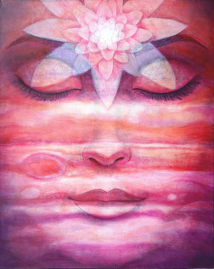 Lotus Meditation, Jupiter Clouds Painting by Sue Halstenberg