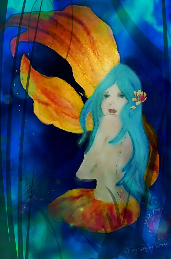 Lotus Mermaid  Mixed Media by Pamela Smale Williams