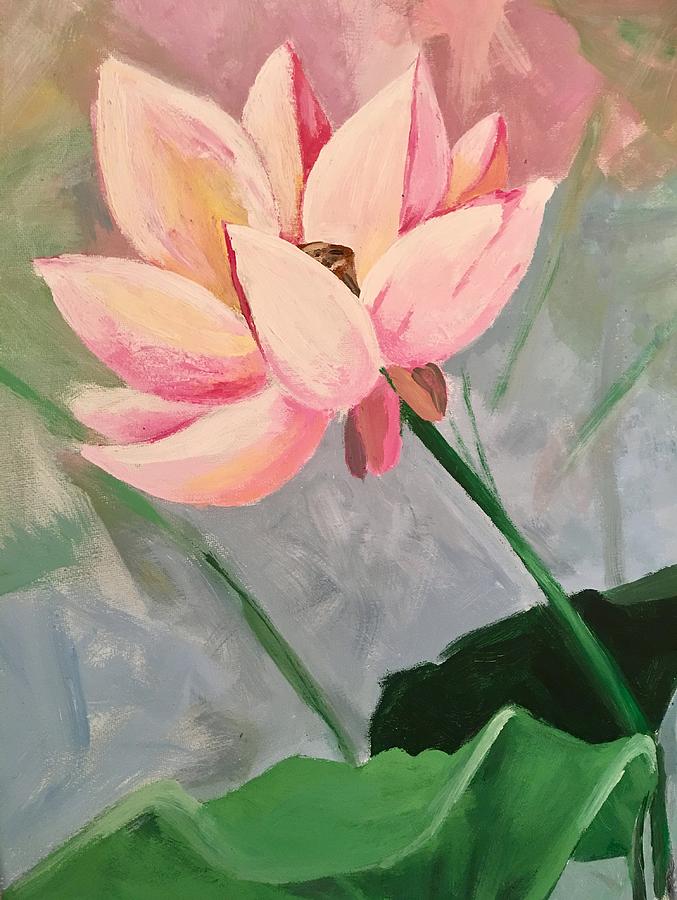 Lotus on canvas Painting by Nefer Designs - Fine Art America