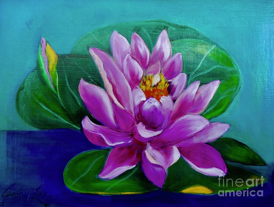 Lotus on Lily Pads Painting by Jenny Lee