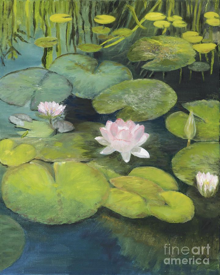 Lotus Pond at the Mission Painting by Verlaine Crawford