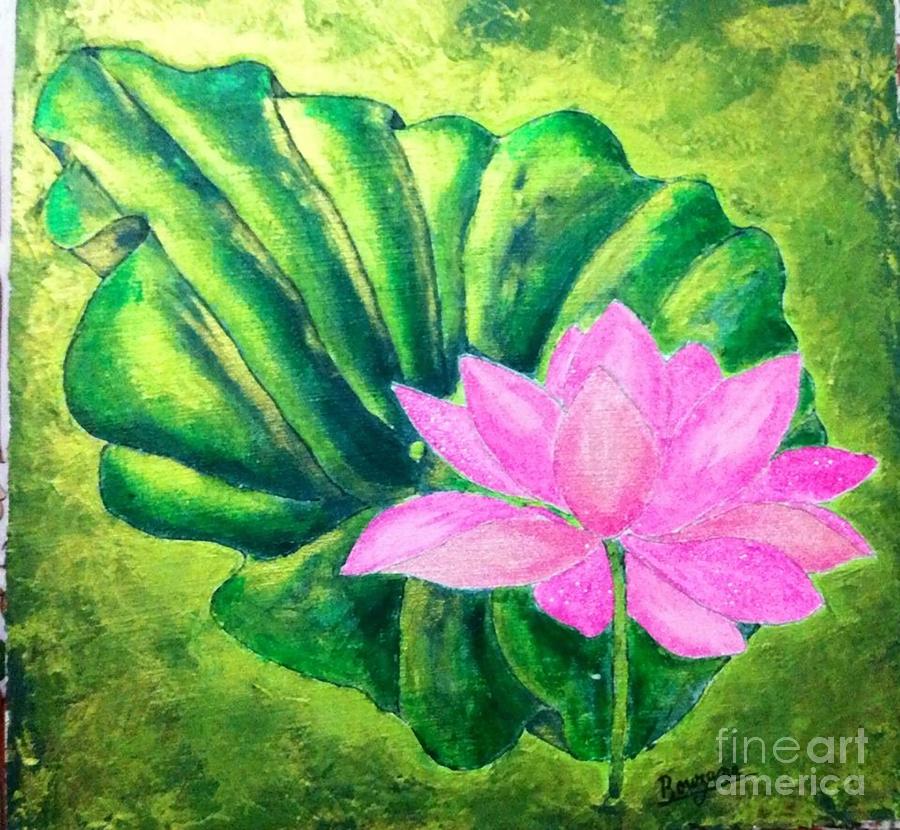 Flowers Still Life Painting - Lotus by Sylvie Leandre