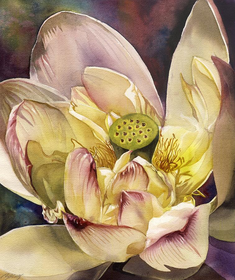 Lotus Watercolor Painting by Alfred Ng