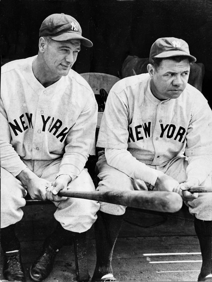 Lou Gehrig and Babe Ruth in Black and White Photograph by Bill Cannon