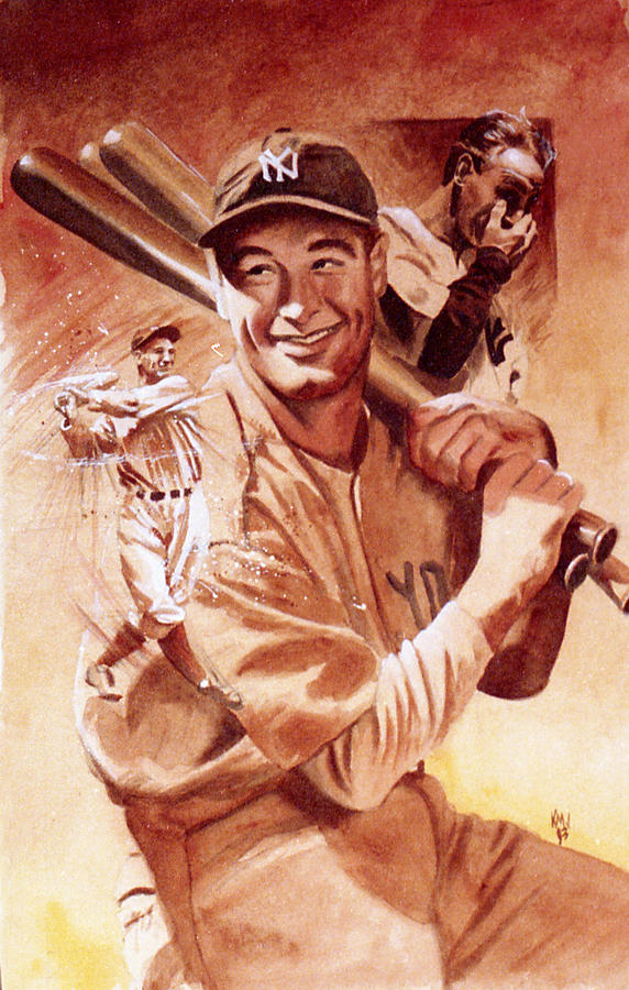 New York Yankees Painting - Lou Gehrig by Ken Meyer jr