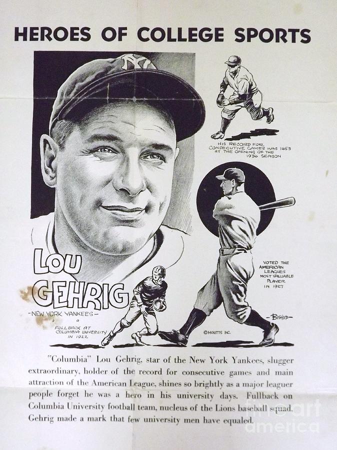 Lou Gehrig Drawing - Lou Gehrig by Steve Bishop