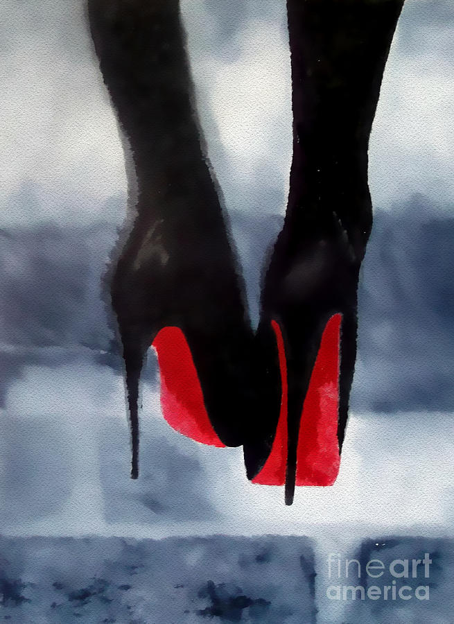 Fashion Mixed Media - Louboutin At Midnight by My Inspiration Fashion Mixed Media - Louboutin At Midnight by My Inspiration