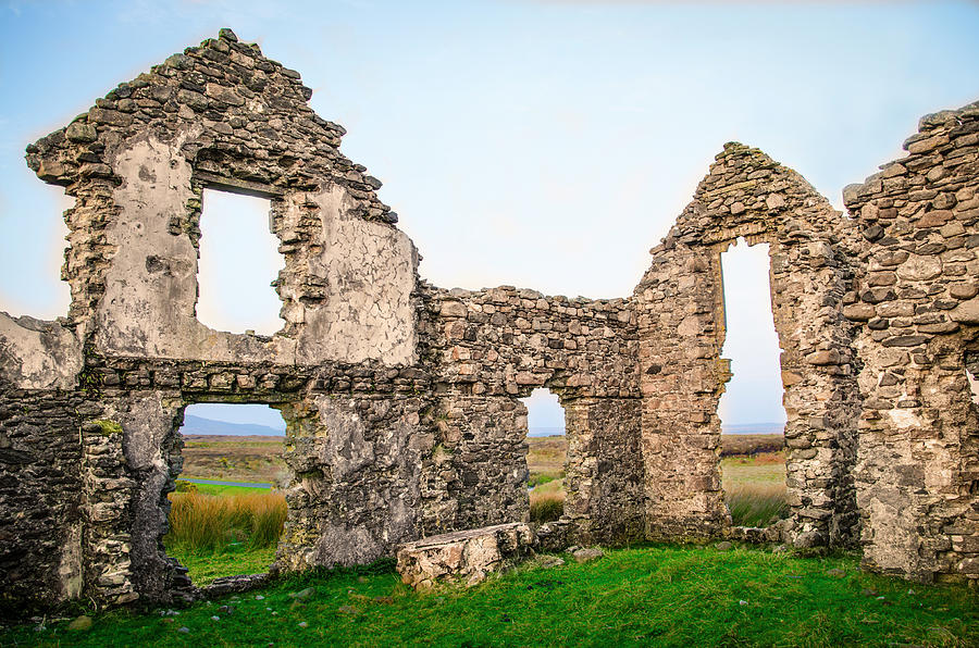 Lough Photograph - Lough Easkie Hunting Lodge - Irish Ruins by Bill Cannon