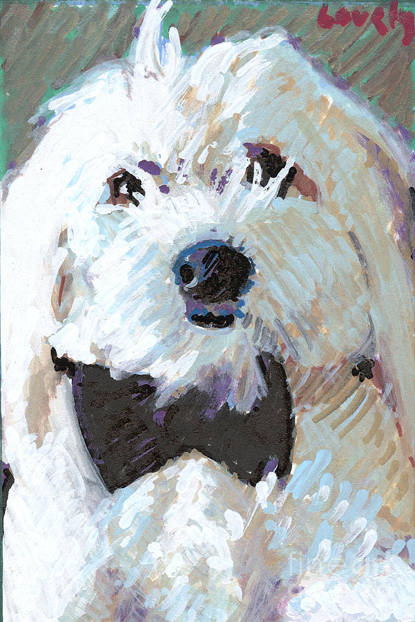 Louie with Black Tie Painting by Candace Lovely