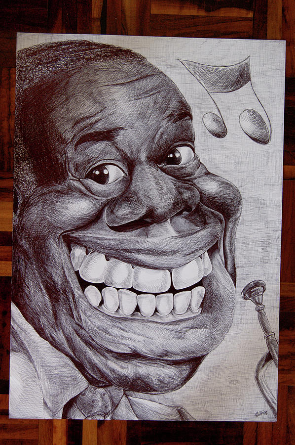 Louis Armstrong caricature Drawing by Lu Freesz Fine Art America