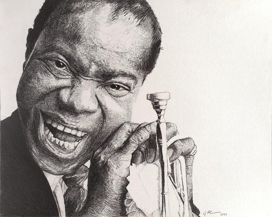 Louis Armstrong Drawing by Jeff Ridlen Pixels