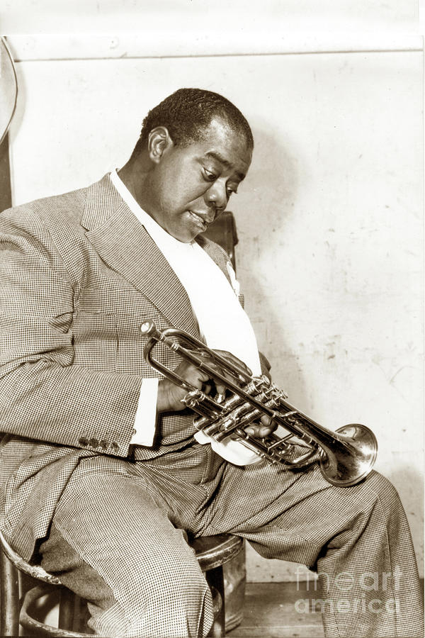 Louis Armstrong Photograph - Louis Armstrong, nicknamed Satchmo, trumpeter, musician, and jazz 1958 by Monterey County Historical Society