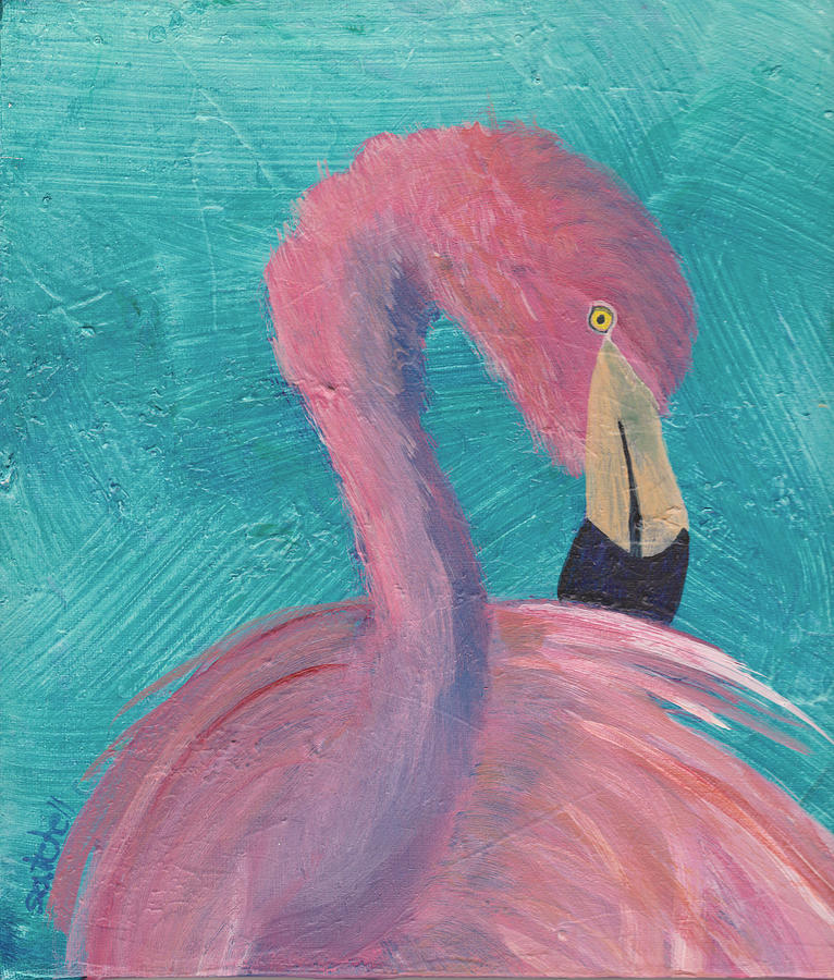 Flamingo Painting - Louis by Maura Satchell Flamingo Painting - Louis by Maura Satchell