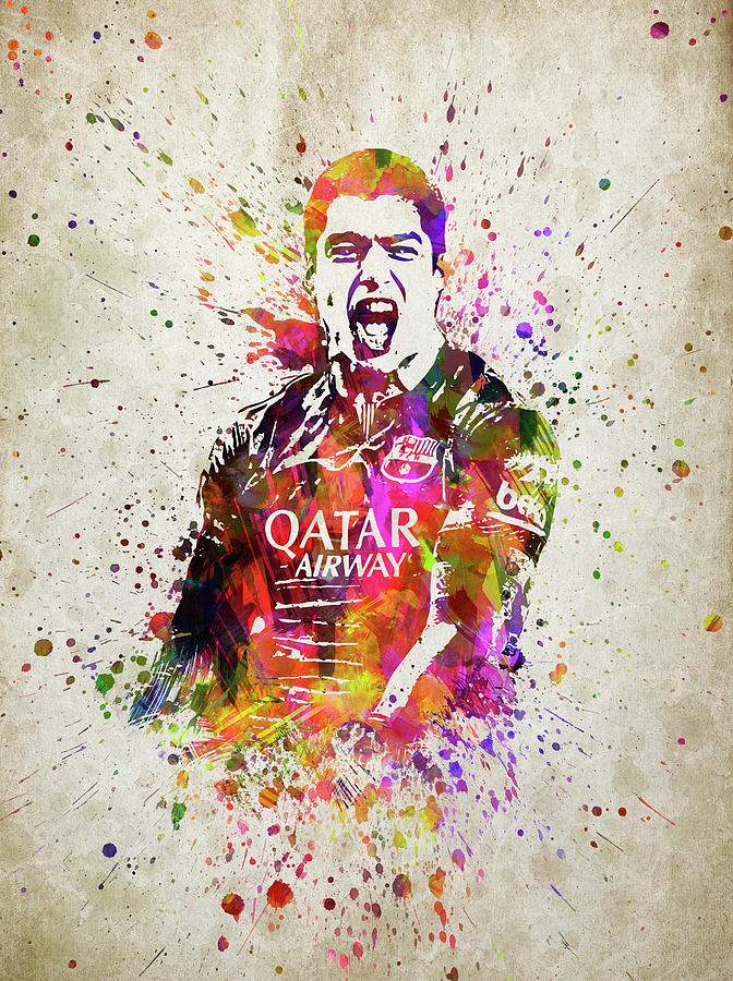 Soccer Player Digital Art - Louis Suarez In Color by Aged Pixel Soccer Player Digital Art - Louis Suarez In Color by Aged Pixel