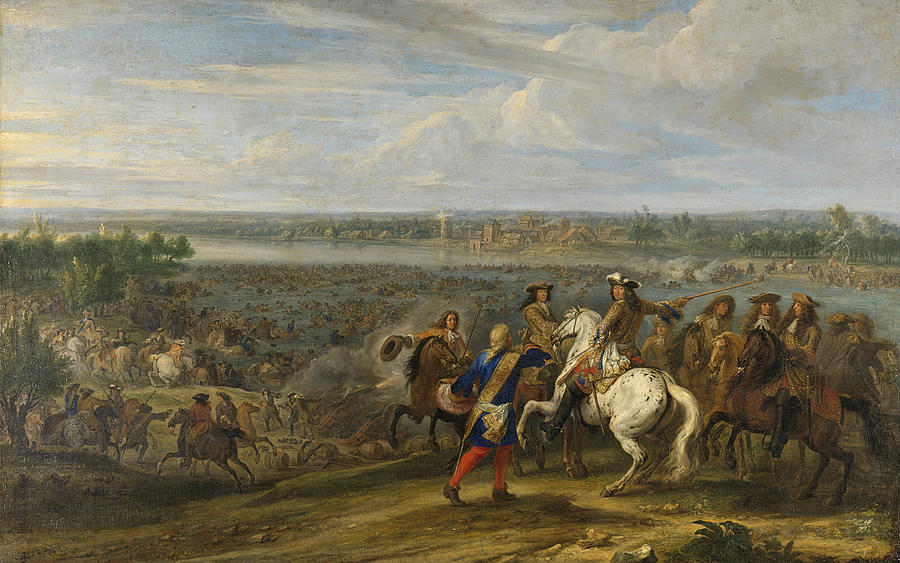 Louis XIV Crossing into the Netherlands at Lobith Painting by Adam-Francois van der Meulen