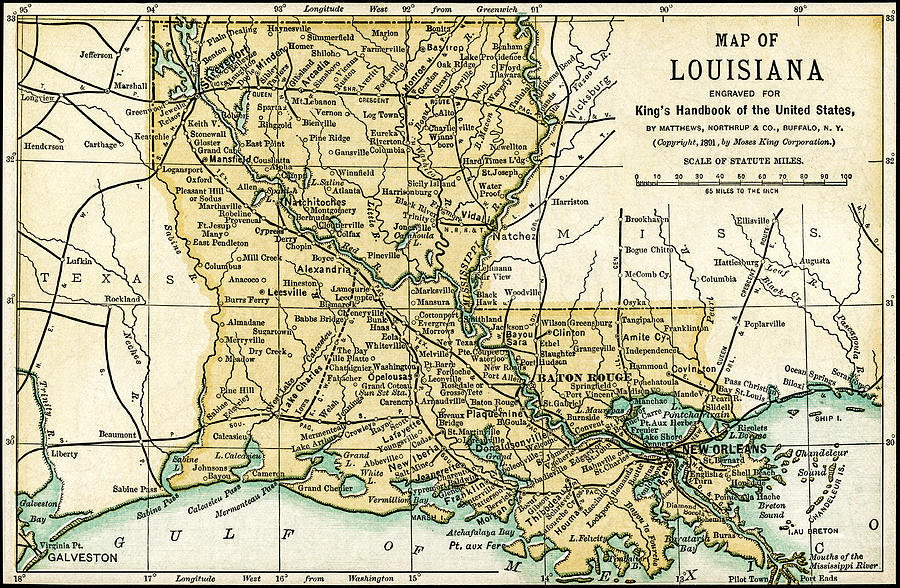 Louisiana Antique Map 1891 Photograph by Phil Cardamone