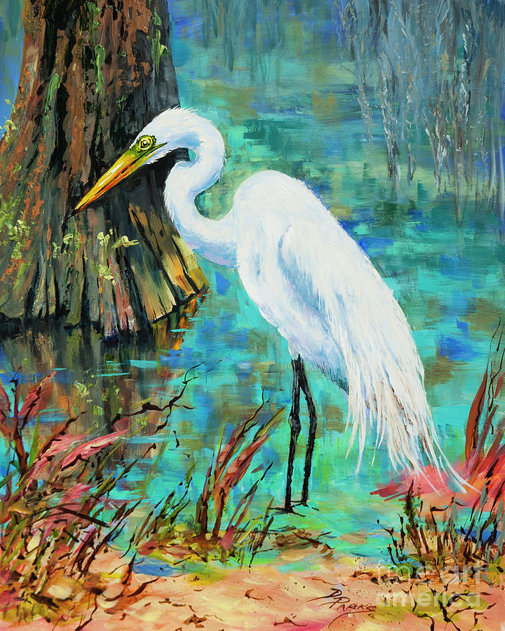 Louisiana Male Egret Painting by Dianne Parks
