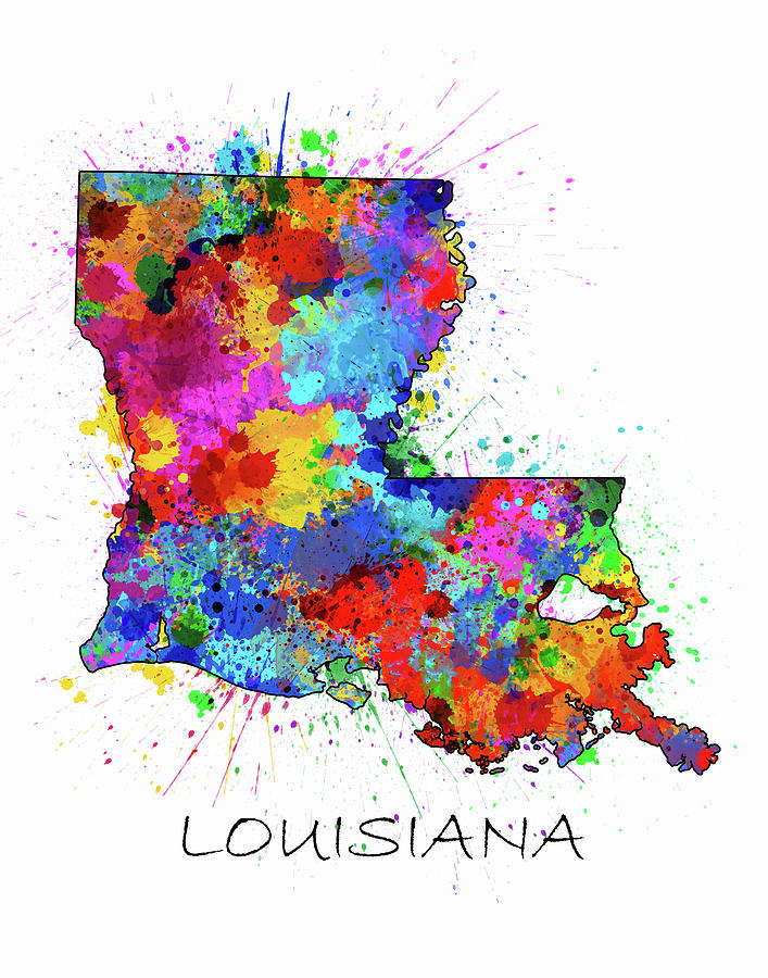 Louisiana Map Digital Art - Louisiana Map Color Splatter by Bekim M