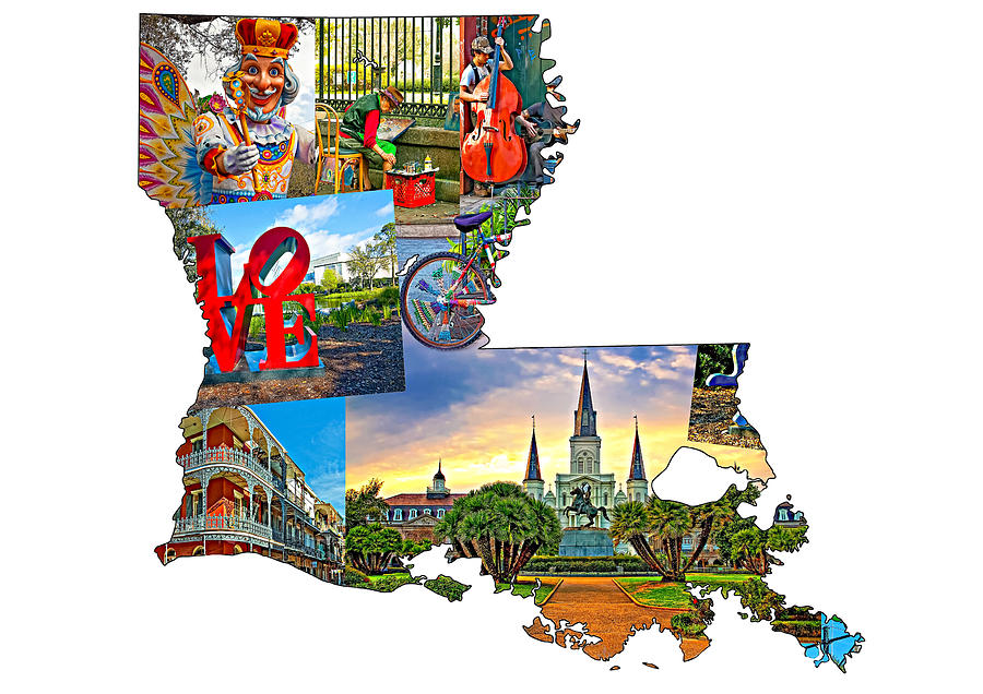 Louisiana Map - New Orleans Photograph