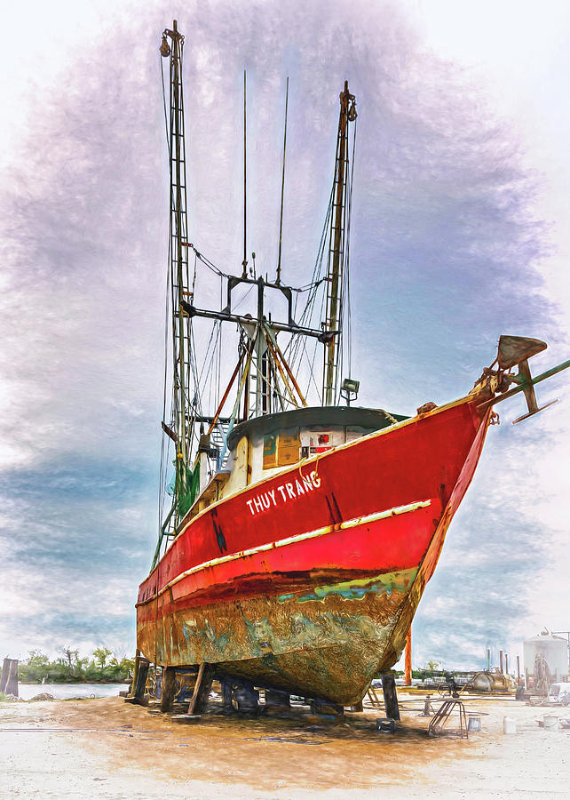 Louisiana Shrimp Boat 5 - Paint Photograph by Steve Harrington