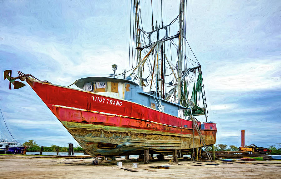 Louisiana Shrimp Boat 6 - Paint Photograph by Steve Harrington
